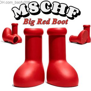 Stiefel 2023 Designer MSCHF Männer Frauen Regenstiefel Big Red Boot Eve Gummi Astro Boy Reps Overknee Booties Cartoon Schuhe Dicke Unterseite Plattform Größe 35-45 Q230909