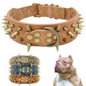 Collare per cani con borchie a spillo di 2 larghezze per cani di taglia media Pitbull Pastore tedesco Collari per animali in pelle PU Cool Fashion X0703267W