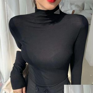 Kvinnors blusar skjortor kvinna designer hoodie topp yoga skjorta höga halsar långa ärmar toppar s-3xl drop leverans klädkläder dhaum