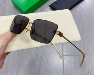 Rectangle Rimless Sunglasses Gold/Black Lens 1126 Men Summer Sunnies gafas de sol Sonnenbrille UV400 Eyewear with Box