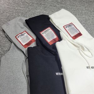 Mens Hoodies Sweatshirts VETEMENTS Hooded 1 1 HighQuality Oversized Embroidered Tag Sweatshirts Crewneck Hoodie men 230909