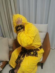 Roupão de banho amarelo ins carta jacquard sleepwear preto toque macio casual robes hotel camisola robe