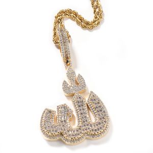 Hip Hop Rapper Uomo ciondolo con diamanti lucidi collana in oro ciondolo simbolo arabo micro-inserzioni zircone gioielli night club accessorio maglione corda catena 24 pollici 1818