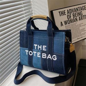 Woman Canvas Handbag Casual Messenger Shoulder Women Tote Bag Black Blue Large Capacity Luxury Joining together Shopping Bag235f