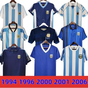 1994 1996 Argentina Retro Soccer Jersey Maradona 1978 1986 1998 2000 2001 2006 2010 Kempes Batistuta Riquelme Higuain Kun Aguero Caniggia Aimar Football قمصان