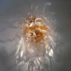 Hand Blown Glass Wall Lamps Custom Amber Transparent Color Murano Sconce Italy Design Indoor LED Light for Home Decoration 20 by 2282h