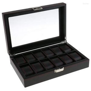 Watch Boxes & Cases Fashion Jewelry Display Case Storage Box 12 Slots - Black257u