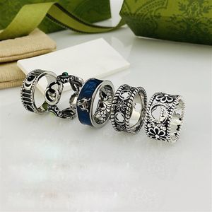 Projektant mody srebrne pierścienie biżuteria Kobieta Mężczyzna Para kochanka obrączka obrączka obietnica pierścionka zaręczynowa 251b