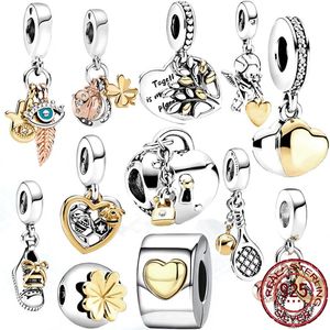 Beliebte hochwertige 925 Sterling Silber Perlen Engelsflügel Glücksherz Liebhaber Charm für Original DIY Armband Damen Schmuck Pandor237b