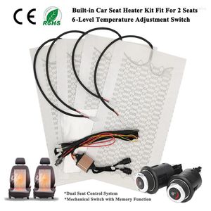 Capas de assento de carro 12V Universal Built-in Aquecedor de fibra de carbono almofada de aquecimento de 6 níveis duplo sistema de controle de interruptor redondo adequado para 2 assentos303V