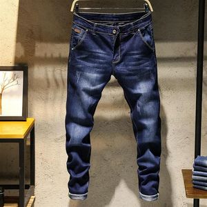 Jeans da uomo 7 colori Youth Slim Stretch 2021 Autunno Stile classico Marca aderente Blu Bianco Kaki Grigio Verde290Z