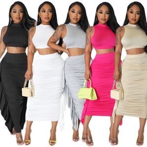 Tassel Two Piece Dresses Women Sexy Vest Top and Skirt Set 2Pcs Outfits Free Ship