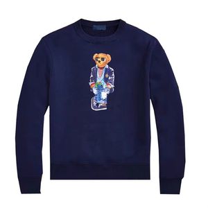 ヨーロッパとアメリカの丸いネックセーター長袖ピュアコットンソリッドカラープリントポロスシャツリトルベアメンズシャツs-xxlアジアサイズ