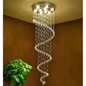 Crystal Chandeliers Pendant Lamps Fixtures Indoor Spiral Hanging Lamp Decor Ceiling Light for el Hall Stairs293O