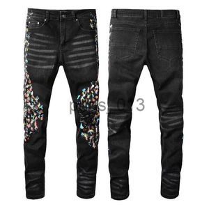 Męskie spodnie dżinsowe dla mężczyzn męskie fajne rozcięcie designer dżinsy w trudnej sytuacji Rower Rower Slim Fit Umyj motocykl dżins męski dż hop jean mody Pants fan x0909