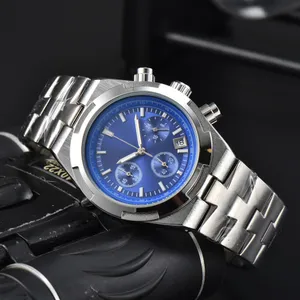 Мужские наручные часы с кварцевым механизмом, модные синие циферблаты из нержавеющей стали с металлическим ремешком, повседневные часы, спортивные часы Montre De Luxe