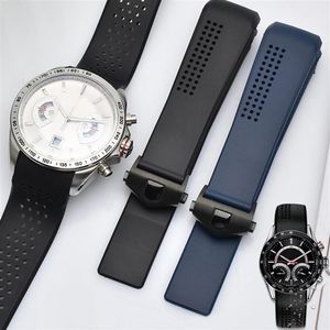 Watch Band For TAG HEUER CARRERA Curved End Waterproof Strap Accessories TPU Silicone Rubber Bracelet Chain303S306Y