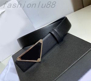 Designer Belts fashion cinto mens womens belt outdoor business party triangle black leather belt plated silver smooth buckle simple trendy