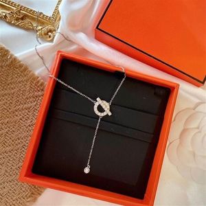 Home Orange Box Halsband Pig Nose Designer 925S 18K Gold Plated Star ClaVicle Chain med fulla strass högkvalitativa smycken NEC203i