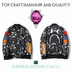 Top Craftsmanship Mens jaquetas Tubarão mens Star Spots designers casaco Varsity co-branding Estilista tempestade fantasmas estilo militar Camouf209i