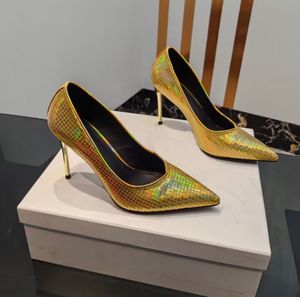 Scarpe formali da donna in vera pelle di alta qualità Scarpe da cerimonia con tacco alto in metallo con punta a punta 9,5 cm scatola di accessori per scarpe da sposa per sfilate 35-42