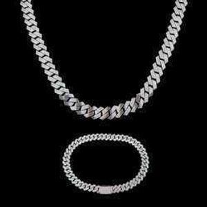 Pendanthalsband klassiska Jwy Hip Hop 925 Sterling Silver Moissanite Jewelry 15mm VVS Moissanite Cuban Link Chain Choker Halsband för män x0909