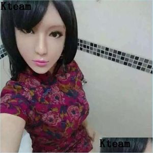 Party Masks New Funny Realistic Female Mask For Halloween Human Masquerade Latex Party Sexy Girl Crossdress Costume Cosplay Drop D331o