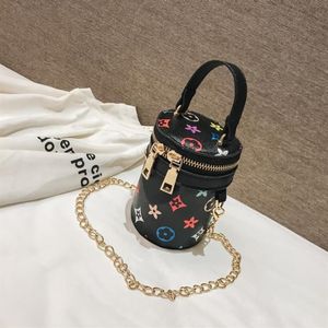 Luxury kids Designer bag PU letter print Ladies Handbags Women Messenger Bags mini child change bucket handbag with Metal belt gir300b