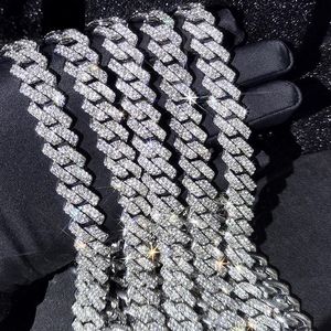 15mm Micro Pave Prong Cuban Chain Halsband Fashion Hiphop Full Iced Out Rhinestones Jewelry for Men Women243f