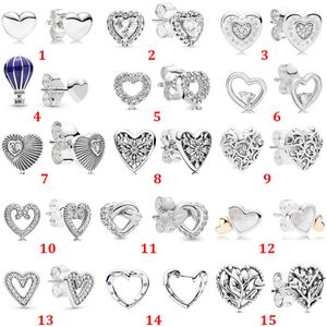 Pandora Orecchino a forma di cuore elevato Orecchini a ventaglio annodati Cuori catturati Orecchini stile Pandora Argento sterling 925 Brincos Gioielli290q