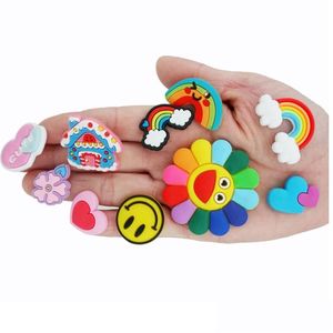 Shoe Parts Accessories Soft Pvc Charm Clog Buckles Jibz For Cartoon Charms Garden Shoes Buckle Birthday Gifts Part Favors Rainbow Flow Dhwpf