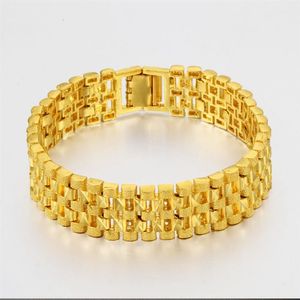 Handledskedja mens armband brett mode 18k gult guld fylld tjock kedja armband länk 20 cm long249m