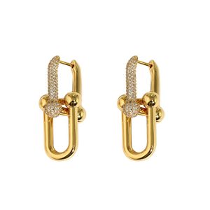Dangle & Chandelier tiff HardWear series Earrings rose the same styleany Co Back clasp with diamond earrings splicing highquality299D