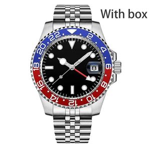 orologio da uomo master aaa automatico rosso blu quadrante in oro gmt pepsi 40mm zaffiro luminoso orologio da polso di lusso bel cinturino con scatola da polso orologio montre
