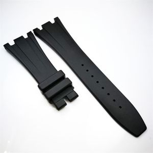 28mm - 18mm svart gummi klockband bandarmband för AP Royal Oak offshore 42mm modeller285q