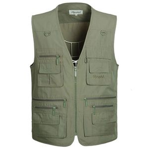 Gilet da uomo 6 colori Gilet da lavoro ad asciugatura rapida di grandi dimensioni Gilet da pesca da campeggio senza maniche Gilet da uomo all'aperto con molte tasche multiple 230909