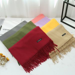 Scarves JTVOVO RUNMEIFA Luxury Brand Cashmere Acrylic Fringed Solid Color Headscarf Muslim Women Turban Scarf Fashion Hijab 230909