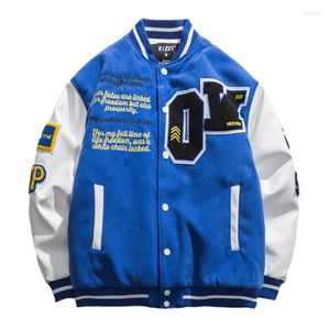 Męskie kurtki hip hop uniwerek męskie listy haftowe baseball harajuku college w stylu chaquetas ponadwymiarowy unisex streetwear279d