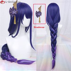 Cosplay Wigs Game Genshin Impact Raiden Shogun Cosplay Wig Beelzebul Purple Long Long Heat Hair Party Baal Wigs Cap 230908