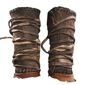 Elbow & Knee Pads Lace Up Arm Bracers 2PC Steampunk Guards For Cosplay Faux Leather Armor Bracer Women Man294Q