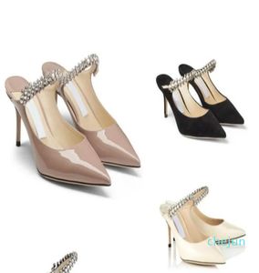 التصميم الأنيق سيدات اللباس أحذية عالية الكعب Bing Slippers Sandals Crystal Strap Stiletto مثير
