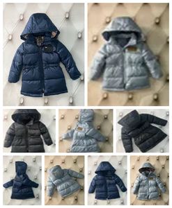 Crianças jaqueta de inverno roupas de grife puffer pato branco para baixo casacos acolchoados meninas quentes meninos jaquetas com capuz crianças à prova de vento casaco com capuz xadrez forro roupas de bebê