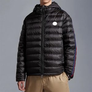 Arm Colorful Stripes Mens Down Jacket Chest Badge Hooded puffer jacket Winter Fashion Designer Warm coat man down jackets Size 1--263z