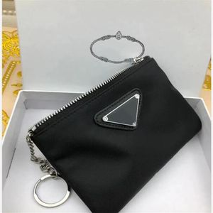 Luxur Designer Key Chain Nylon Canvas Pouch Men Women Mini Walls Keychains Black Zip Pocket Purse Lover Keychains Card Holders 312h