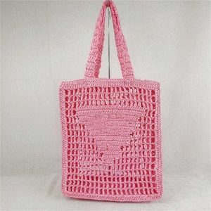 New Spring and Summer Same Paper Rope Straw Tote Style One Shoulder Portable INS Hollow Letter Woven Women's Bag 3pe