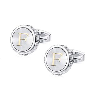 Cuff Links High Quality Round Letter Cufflinks Men's Shirt Suit Simple Wedding Buttons Business Initials French Cufflink 230908