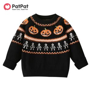 Пуловер PatPat Toddler Boy Halloween Детский свитер с узором тыквы 230909