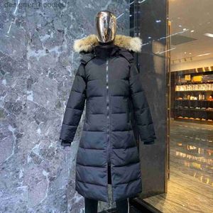 Piumino da donna Piumino da donna in doudoune donna parka invernale cappotti in pelliccia di lupo parka da donna felpa con cappuccio gode cappotto imbottito chateau giacche lunghe bianco nero blu scuro L230909