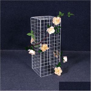 Other Event Party Supplies Grid Road Lead Flower Frame Wrought Iron Geometric Balloon Column Decorative Stand Wedding Decor Backgr Otfi1