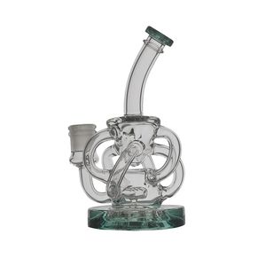 Mini Six Bükülmüş Hookahs Cam Bong Recycler Sigara Su Boru Dab Teçhizat 16cm yükseklik 14mm eklem